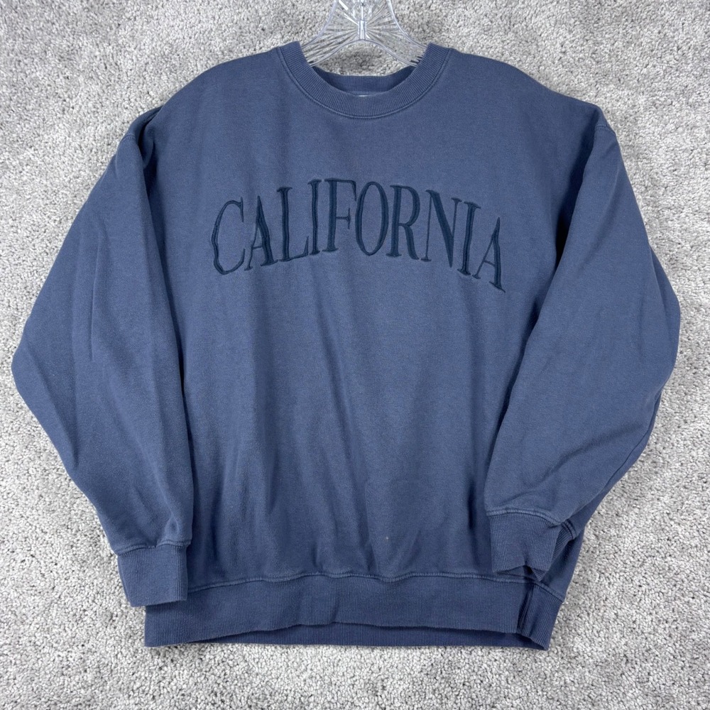 Reflex California Embroidered Crewneck Sweatshirt Blue‎ Mens Medium T077